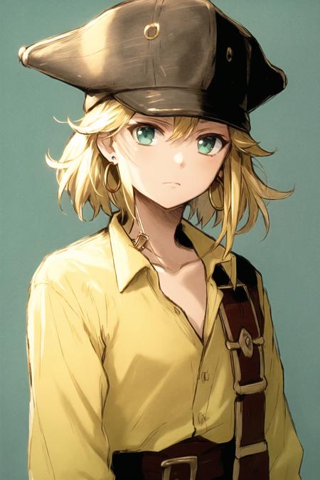 00264-3451077678-jack sparrow, anime, masterpiece, best quality, 1girl, aqua eyes, baseball cap, blonde hair, closed mouth, earrings, green backg.png